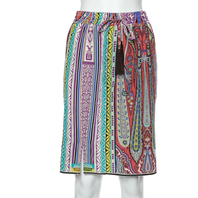 Pre-owned Etro Multicolor Paisley Printed Silk Mini Skirt M