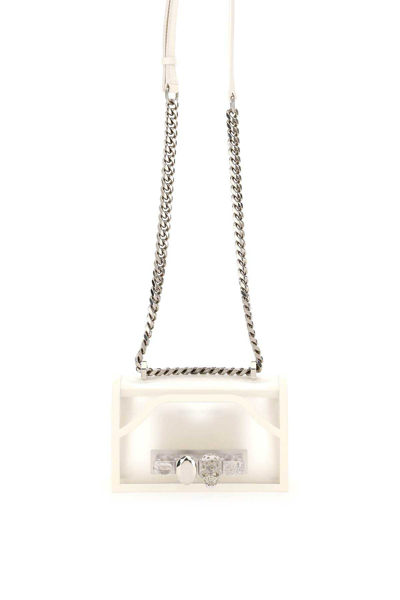 Alexander Mcqueen Mini Jewelled Satchel Bag In White