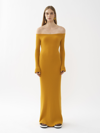 Chloé Off-the-shoulder Ribbed Wool And Cashmere-blend Maxi Dress In Sunlight Yellow