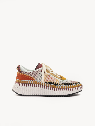 Chloé Nama Sneaker In Lower-impact Mesh In Cofe Brown