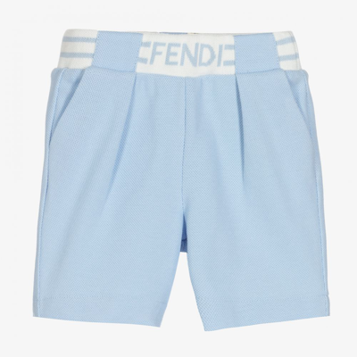 Fendi Baby Boys Blue Cotton Shorts