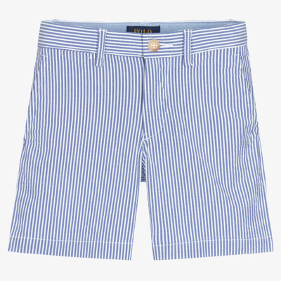 Polo Ralph Lauren Kids' Boys Blue Stripe Skinny Fit Shorts