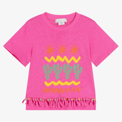 Stella Mccartney Babies'  Kids Girls Pink Beaded Linen T-shirt