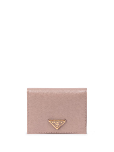 Prada Small Saffiano Leather Wallet In Beige