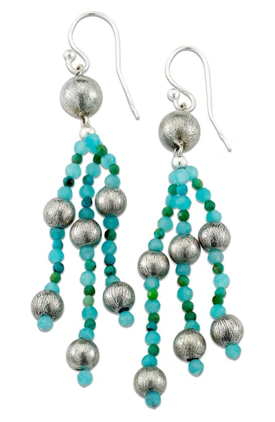 Samuel B. Sterling Silver Gem Bead Drop Earrings In Blue