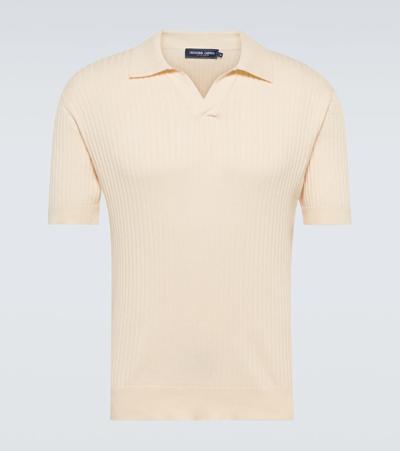 Frescobol Carioca Rino Buttonless Cotton And Silk-blend Polo Shirt In Amber Gold