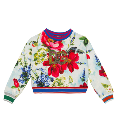 Dolce & Gabbana Babies' Logo Printed Cotton Sweatshirt In Giard.pitt.fdo Azzur