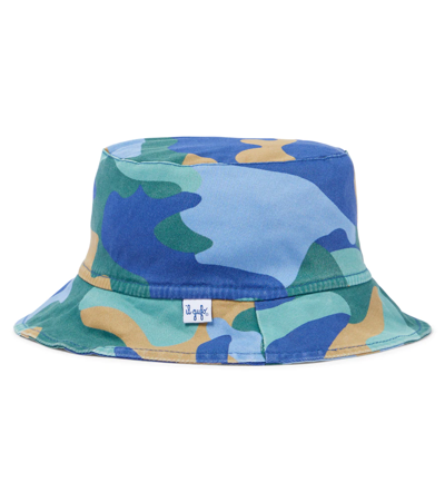 Il Gufo Kids' Camouflage Twill Bucket Hat In Dark Heavenly