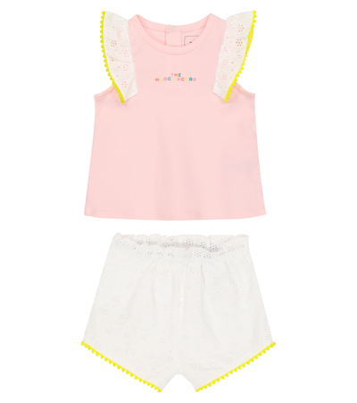 Marc Jacobs Baby Broderie Anglaise Cotton Top And Shorts In Pink White