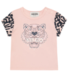 Kenzo Pink T-shirt For Baby Girl With Tiger In Pink