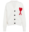 Ami Alexandre Mattiussi Ami De Coeur Cotton-blend Cardigan In White Red
