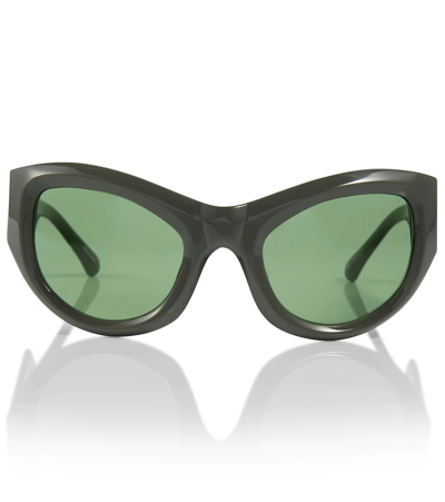 Dries Van Noten X Linda Farrow Cat-eye Sunglasses In Grey/silver/green