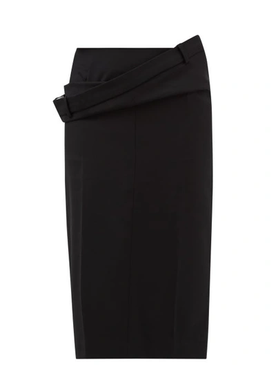 Jacquemus Vela Layered-waist Wool Pencil Skirt In Black