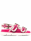 Mou Double-buckle Flat Sandals In Fuchsia