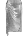 Rabanne Draped Skirt With Metallic Sequin Detail In Silver