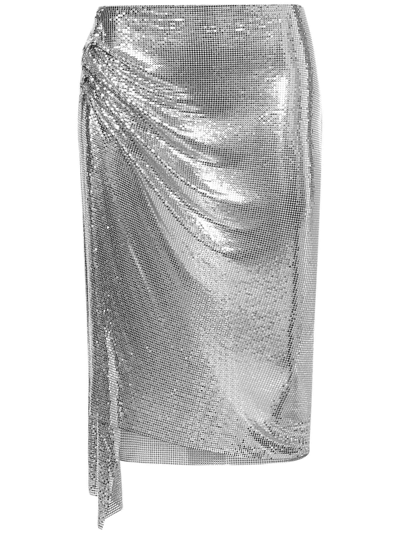Rabanne Chainmail Ruched Skirt In Gray