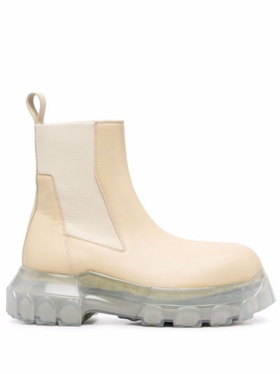 Rick Owens 'beatle Bozo Tractor' Ankle Boots In Neutrals