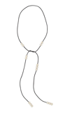 JOIE DIGIOVANNI PEARL; LEATHER LARIAT NECKLACE