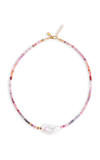 JOIE DIGIOVANNI COTTON CANDY 14K YELLOW GOLD SPINEL; PEARL NECKLACE