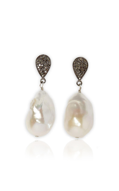 Joie Digiovanni Sterling Silver Diamond; Pearl Earrings In White
