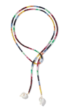 JOIE DIGIOVANNI 14K YELLOW GOLD RUBY; EMERALD AND SAPPHIRE LARIAT NECKLACE