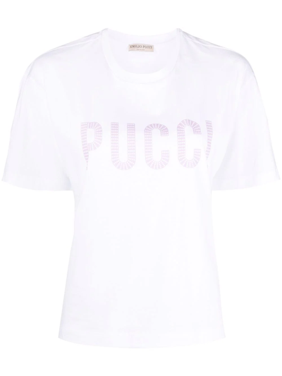 Emilio Pucci Logo-print Crew-neck T-shirt In White