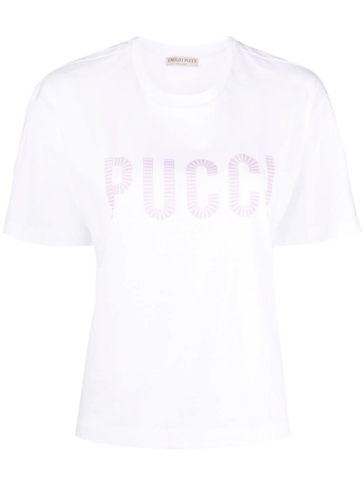 Pucci Logo-print Crew-neck T-shirt In White