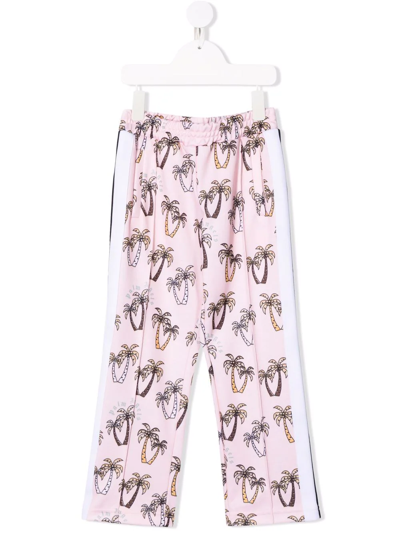 Palm Angels Kids' Palm Trees Track Pants In Pink
