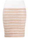 Balmain Fitted Mini Skirt With All-over Pattern In Gold