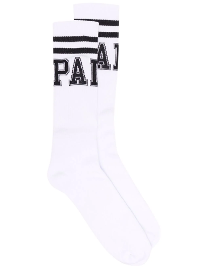 Palm Angels Logo Print Ankle Socks In White