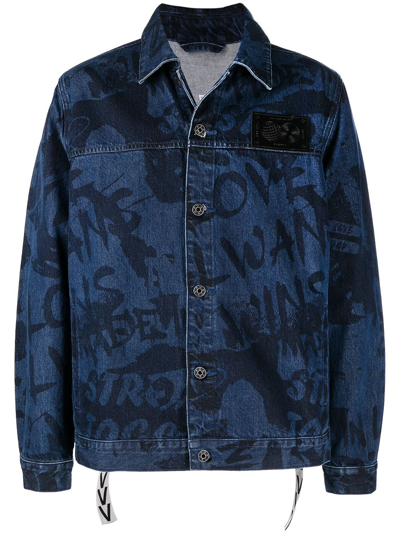 Ports V Graffiti-print Denim Jacket In Blue