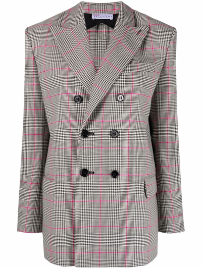 Red Valentino Double-breasted Blazer Jacket In Black