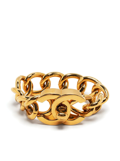 Pre-owned Chanel 1996 Cc Turn-lock Chain Bracelet In Gold
