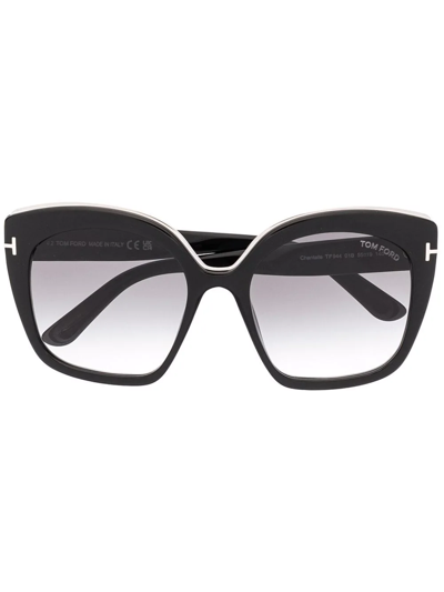 Tom Ford 超大款弧度框太阳眼镜 In Black
