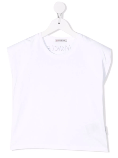 Moncler Kids' Logo-print Short-sleeved T-shirt In Bianco