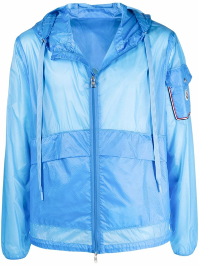 Moncler Ebizo Logo-print Nylon-ripstop Hooded Jacket In Blue