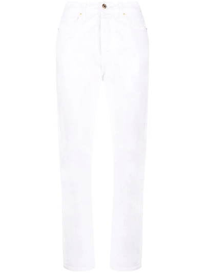 Alexandre Vauthier Frayed High-rise Straight-leg Jeans In White