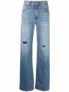 DONDUP DISTRESSED WIDE-LEG JEANS
