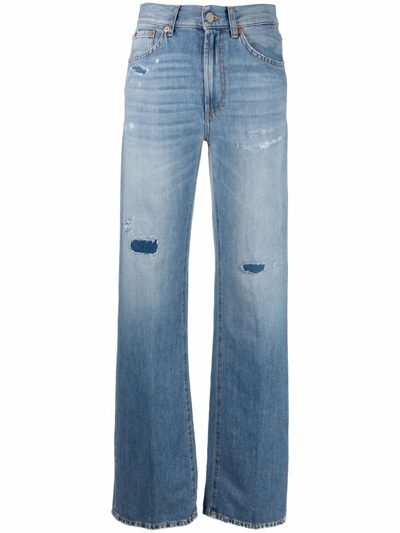 Dondup Distressed Wide-leg Jeans In Blue