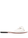 Santoni Leather Slide Sandals With Knot In White