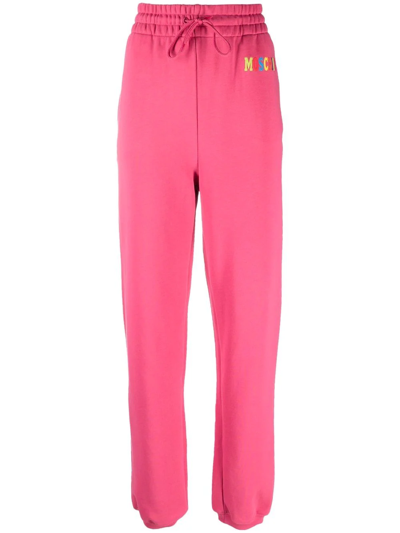 Moschino Logo-print Organic Cotton Sweatpants In Pink