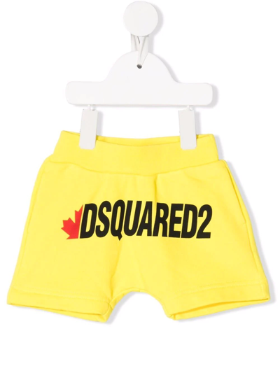 Dsquared2 Teen Logo-print Jogger Shorts In Yellow