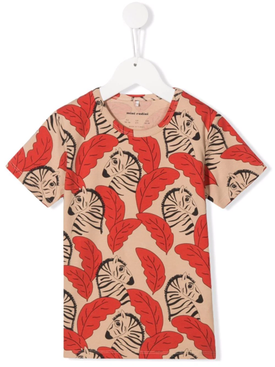 Mini Rodini Kids' Zebra-print T-shirt In Red