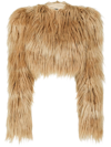 Dolce & Gabbana Faux-fur Cropped Jacket In Neutrals