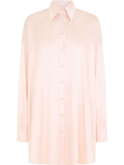 Dolce & Gabbana Oversized Silk Shirt Dress In Pink