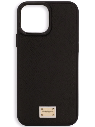 Dolce & Gabbana Leather Iphone 13 Pro Max Cover In Black