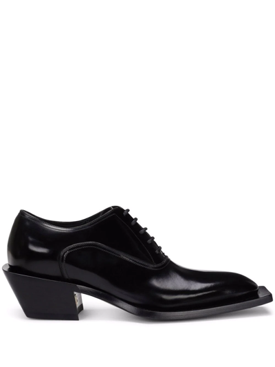 Dolce & Gabbana Block-heel Leather Oxford Shoes In Black