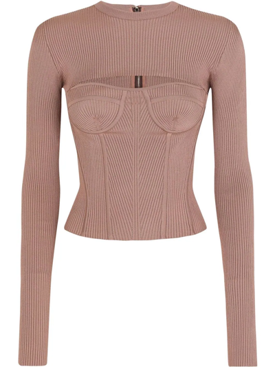 Dolce & Gabbana Corset-style Cut-out Top In Brown