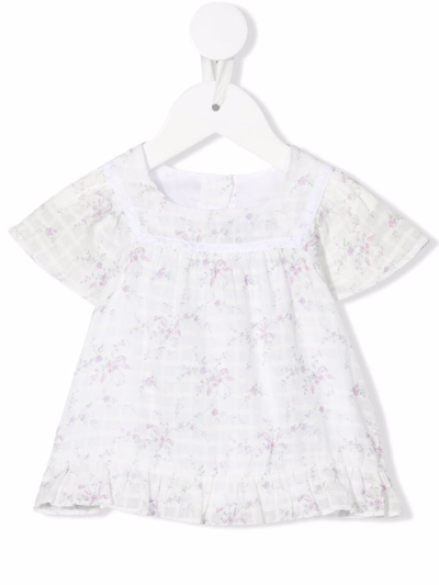 Tartine Et Chocolat Babies' Floral-print Cotton Blouse In White