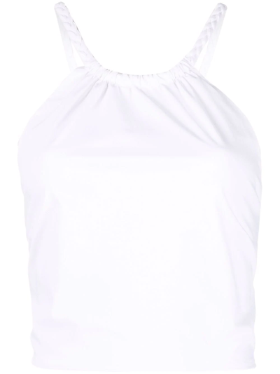 Red Valentino Lace-up Halterneck Top In Weiss